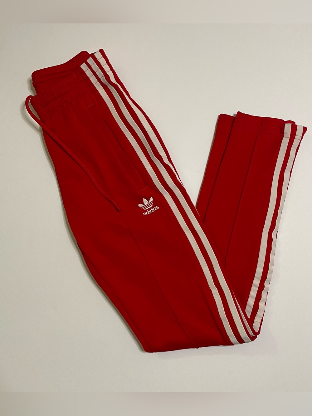 Adidas Red Tracksuit Pants with Zip Ankles size 2XS